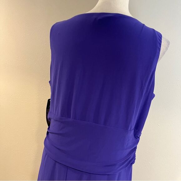 Chaps Vivid violet purple color Sleeveless v-neck Midi formal Dress size 16W - Picture 6 of 12